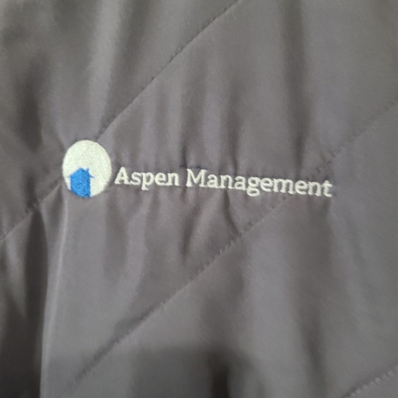 Lands End Quilted Full Zip Puffer Jacket Aspen Management Logo Gray Women 2X - Picture 4 of 8